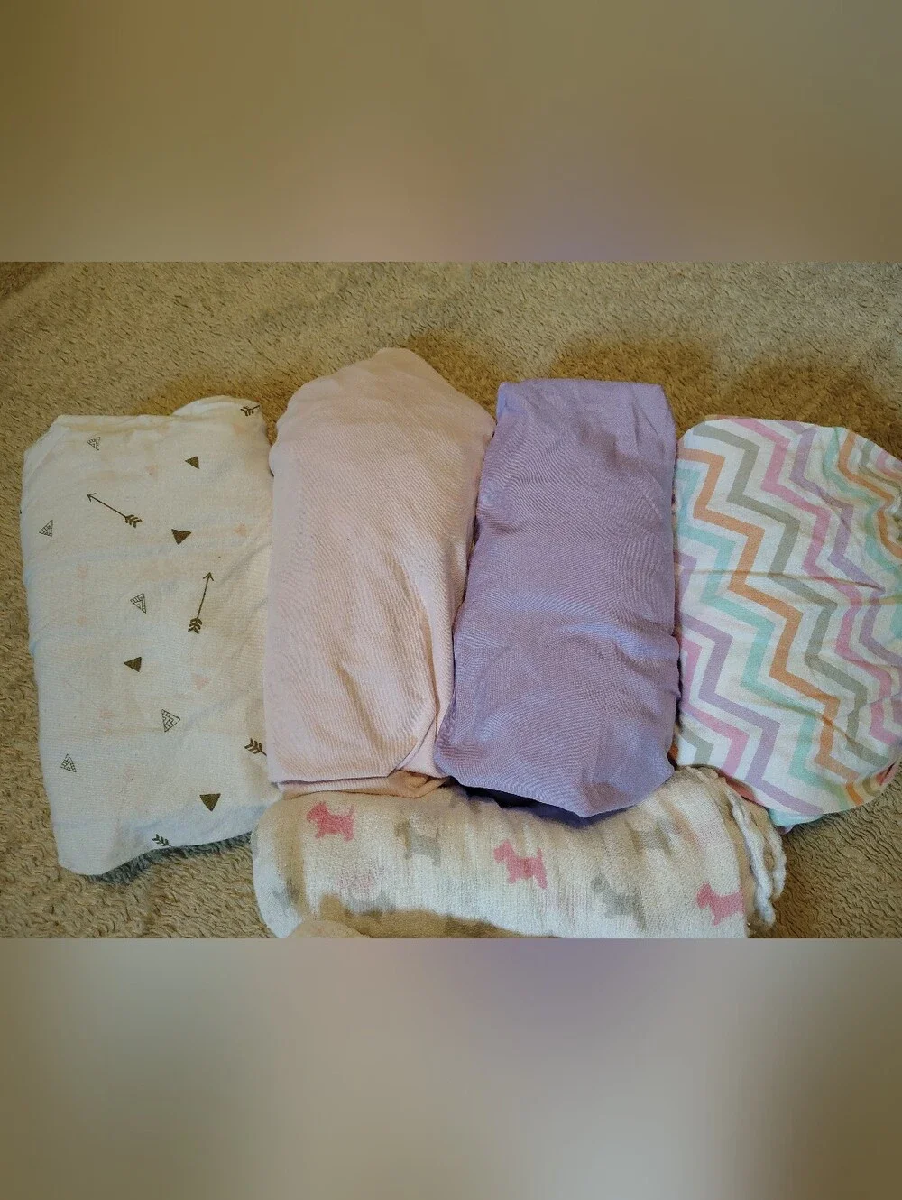 Baby Girl Crib Sheets And Muslin Blanket Bundle 7 Pieces 100% Cotton